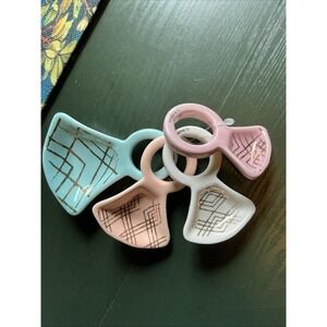 MCM Set of 4 Nesting Ceramic Diamond Ring Measuring Spoons Baking